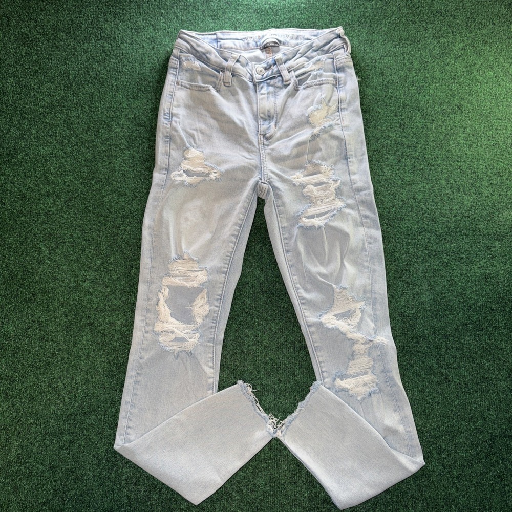 American Eagle Distressed High Rise Jegging Womens Size 4 Light Wash Jeans